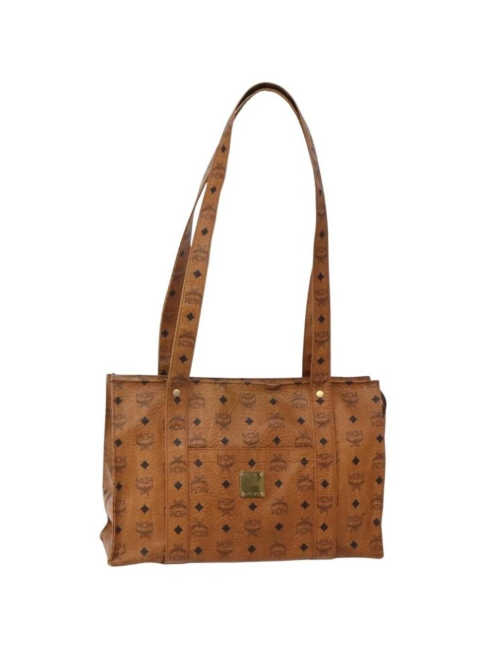 MCM Logogram Vicetos Shoulder Bag PVC Leather Brown Gold